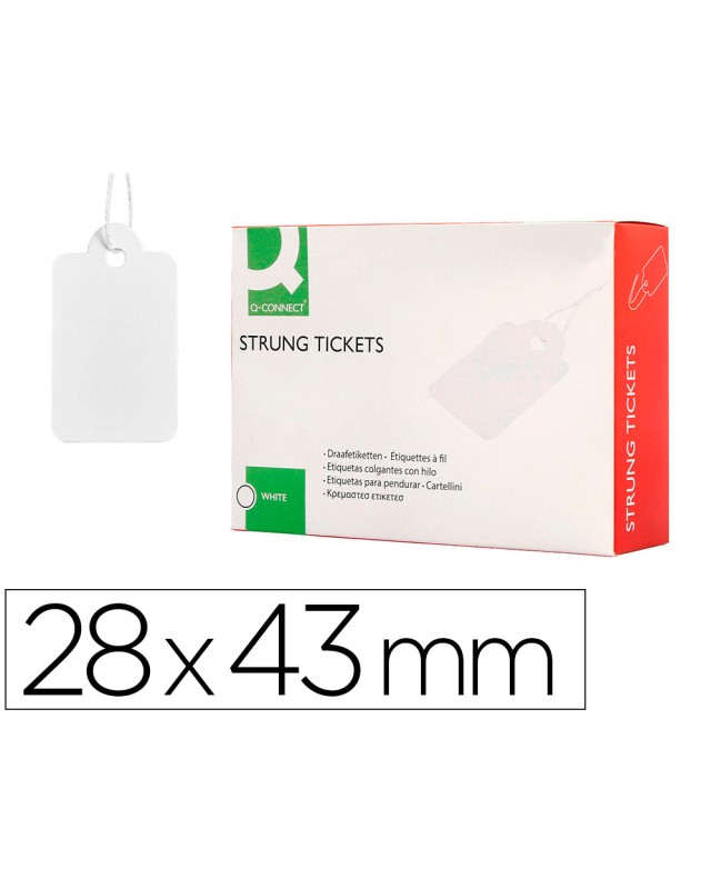 Etiquetas colgantes q-connect 28x43 mm caja de 500 unidades
