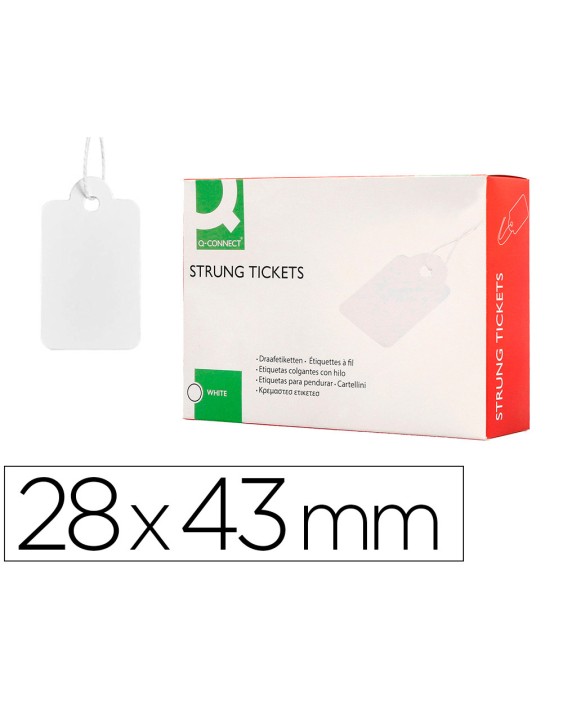 Etiquetas colgantes q-connect 28x43 mm caja de 500 unidades