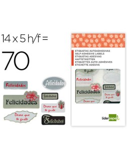Etiqueta liderpapel adhesiva felicidades / deseo que te guste sobre de 70 unidades