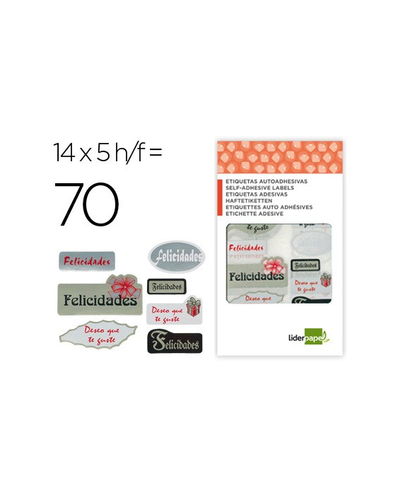 Etiqueta liderpapel adhesiva felicidades / deseo que te guste sobre de 70 unidades