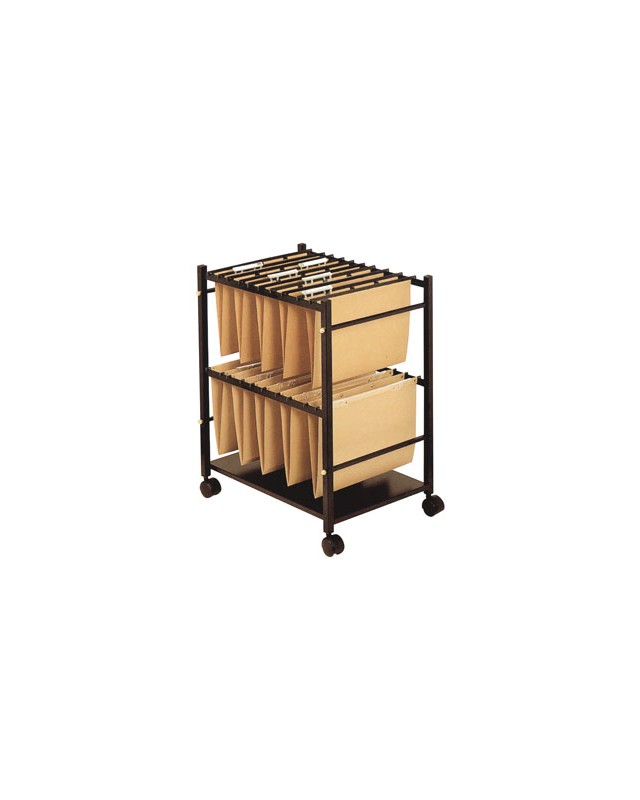 Carrito para carpetas colgantes q-connect negro con ruedas para carpetas tamaño folio carro fijo