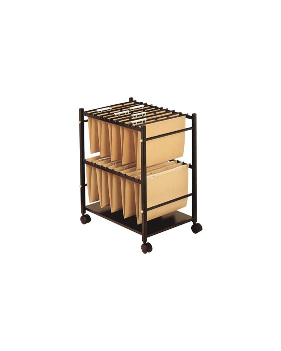 Carrito para carpetas colgantes q-connect negro con ruedas para carpetas tamaño folio carro fijo