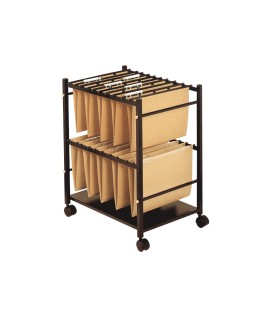 Carrito para carpetas colgantes q-connect negro con ruedas para carpetas tamaño folio carro fijo
