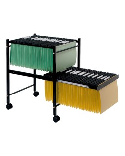 Carrito q-connect para carpetas colgantes folio con ruedas y bandeja inferior extraible color negro