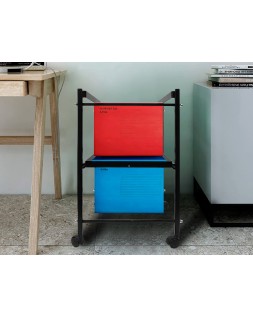 Carrito q-connect para carpetas colgantes folio con ruedas y bandeja inferior extraible color negro