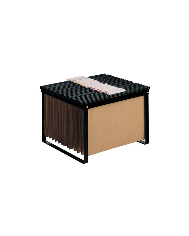 Soporte para carpetas colgante q-connect negro bastidor de sobremesa para carpetas tamaño folio y din a4