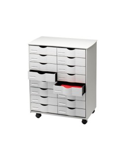 Mueble auxiliar paperflow para oficina negro 16 cajones en 2 columnas gris5x382 71,5x58x34,3 cm