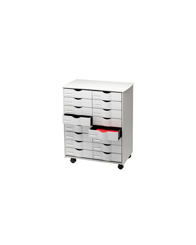 Mueble auxiliar paperflow para oficina negro 16 cajones en 2 columnas gris5x382 71,5x58x34,3 cm