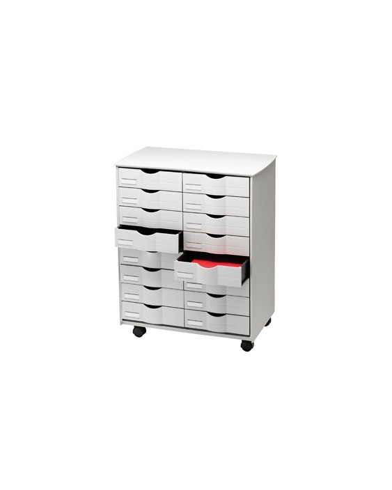 Mueble auxiliar paperflow para oficina negro 16 cajones en 2 columnas gris5x382 71,5x58x34,3 cm