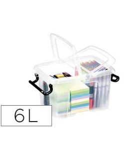 Contenedor plastico cep 6 litros 305x224x182 mm transparente con tapa y cierre hermetico