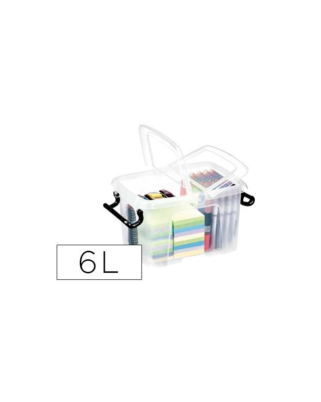 Contenedor plastico cep 6 litros 305x224x182 mm transparente con tapa y cierre hermetico