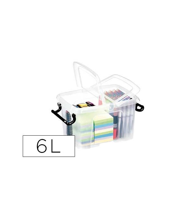 Contenedor plastico cep 6 litros 305x224x182 mm transparente con tapa y cierre hermetico
