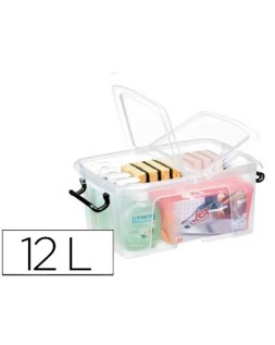 Contenedor plastico cep 12 litros 405x295x183 mm transparente con tapa y cierre hermetico