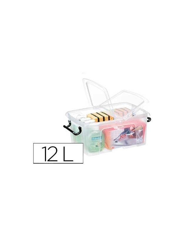 Contenedor plastico cep 12 litros 405x295x183 mm transparente con tapa y cierre hermetico
