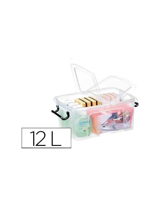 Contenedor plastico cep 12 litros 405x295x183 mm transparente con tapa y cierre hermetico