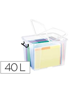 Contenedor plastico cep 40 litros 397x498x329 mm transparente con tapa y cierre hermetico