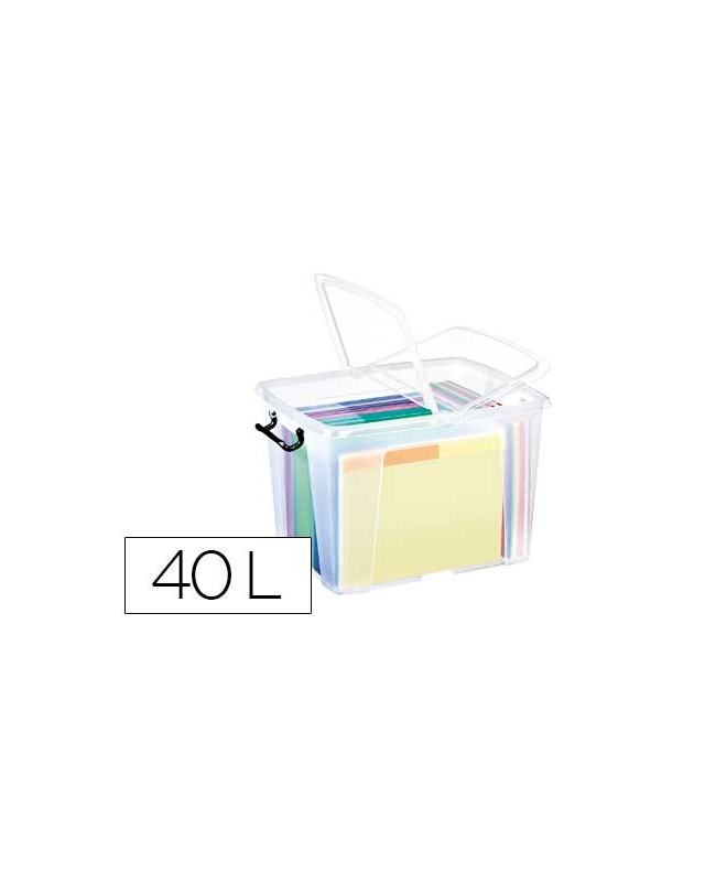 Contenedor plastico cep 40 litros 397x498x329 mm transparente con tapa y cierre hermetico