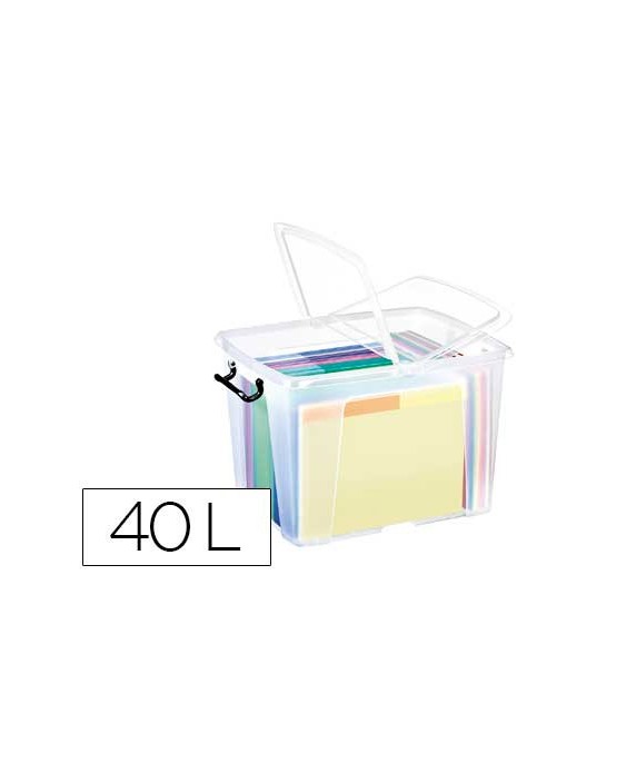 Contenedor plastico cep 40 litros 397x498x329 mm transparente con tapa y cierre hermetico