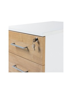 Cajonera rocada con tres cajones serie store 60x40x60 cm acabado gris/haya