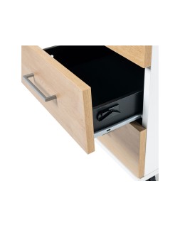 Cajonera rocada con tres cajones serie store 60x40x60 cm acabado gris/haya