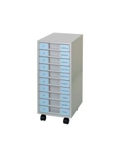Archivador metalico clen 10 bandejas plastico de 5,5 cm de altura con ruedas color gris claro 680x303x371 mm