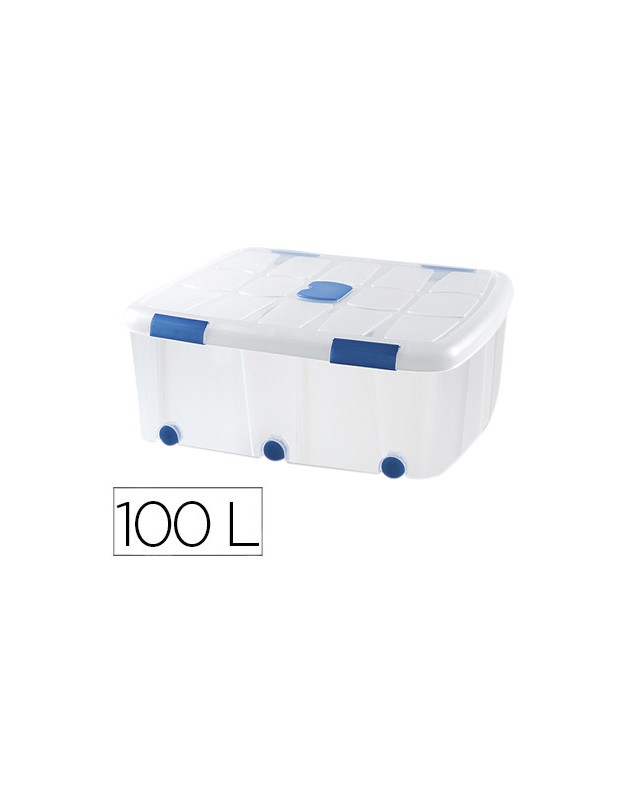 Contenedor plastico plasticforte 100 litros n 15 transparente con tapa 330x800x600 mm