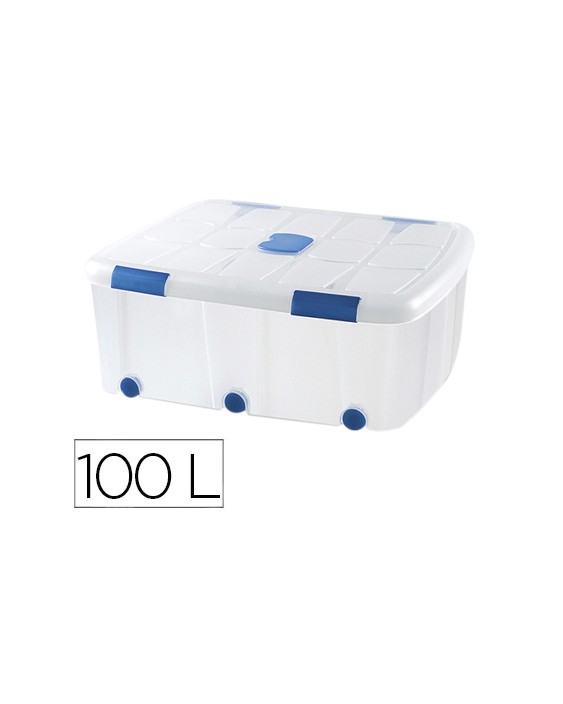 Contenedor plastico plasticforte 100 litros n 15 transparente con tapa 330x800x600 mm