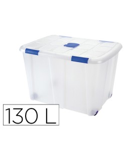 Contenedor plastico plasticforte 130 litros n 16 transparente con tapa 480x740x540 mm