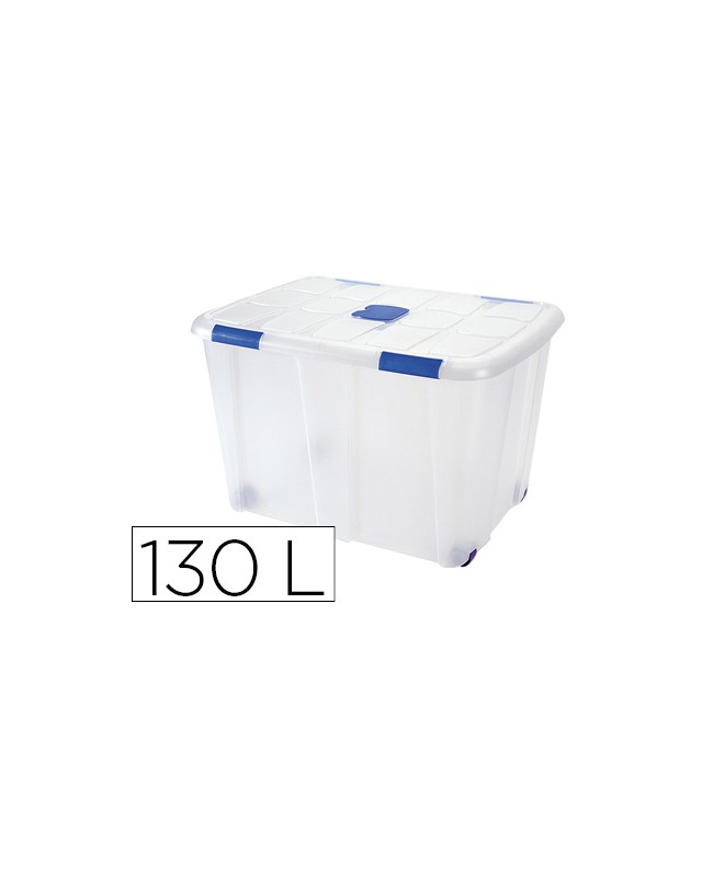 Contenedor plastico plasticforte 130 litros n 16 transparente con tapa 480x740x540 mm