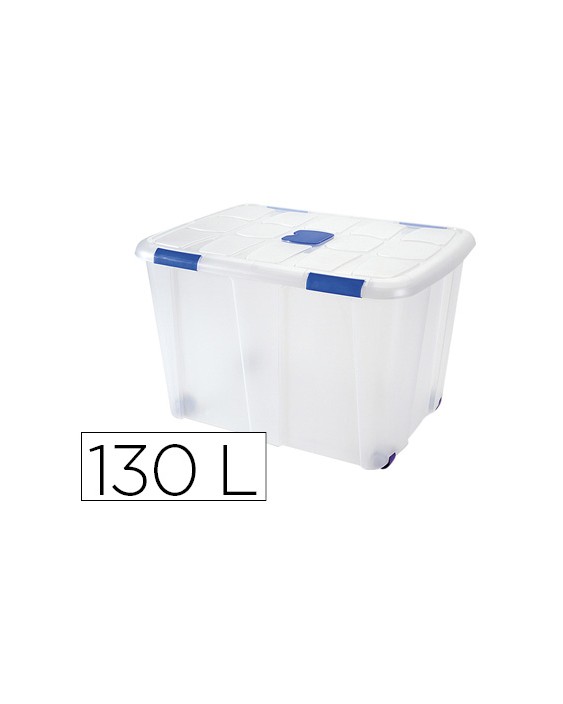 Contenedor plastico plasticforte 130 litros n 16 transparente con tapa 480x740x540 mm