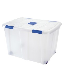 Contenedor plastico plasticforte 130 litros n 16 transparente con tapa 480x740x540 mm