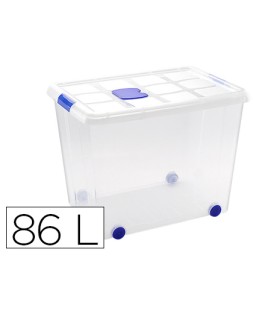 Contenedor plastico plasticforte 86 litros n 8 transparente con tapa 470x620x450 mm