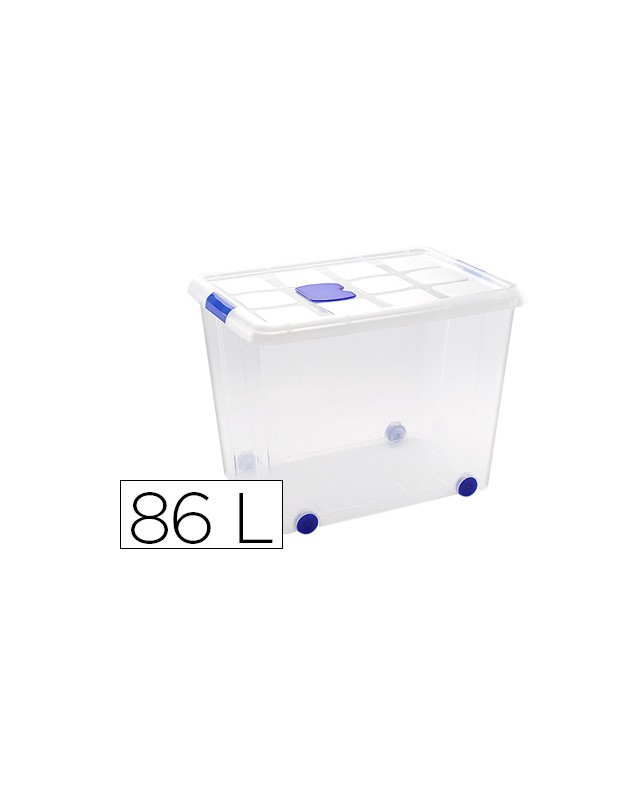 Contenedor plastico plasticforte 86 litros n 8 transparente con tapa 470x620x450 mm