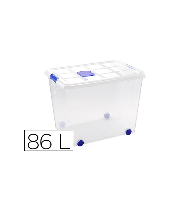 Contenedor plastico plasticforte 86 litros n 8 transparente con tapa 470x620x450 mm