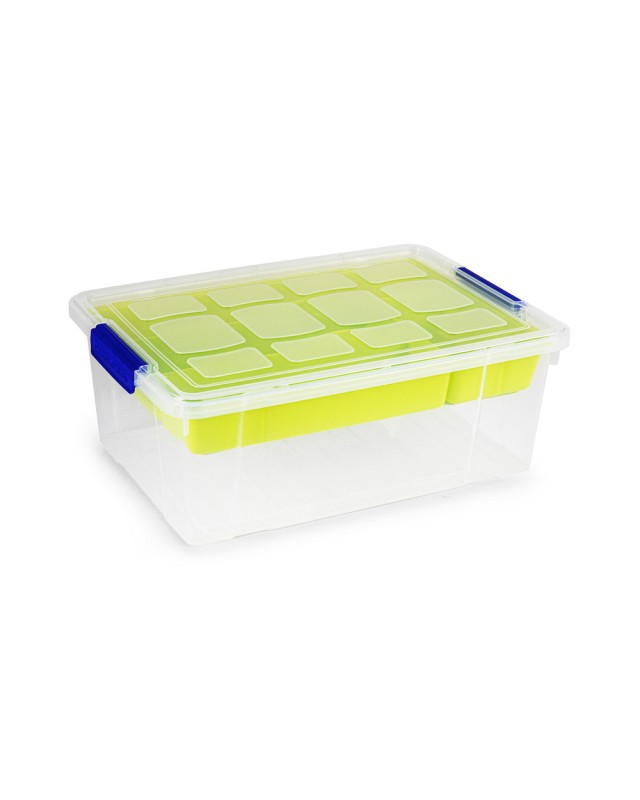 Contenedor plastico plasticforte 9 litros n 31 transparente con tapa y bandeja 260x370x140 mm