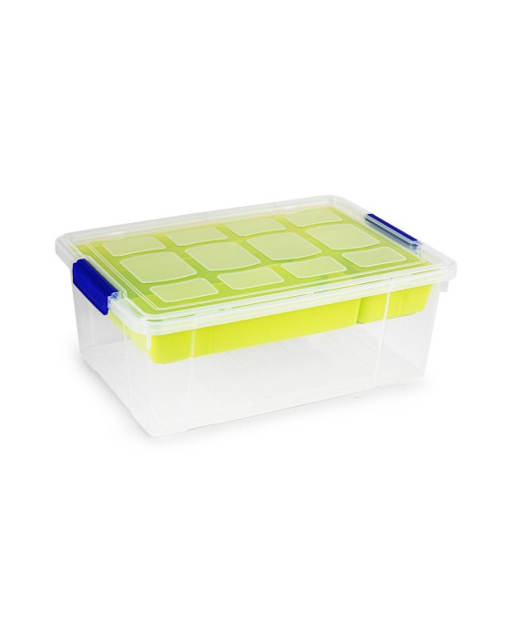 Contenedor plastico plasticforte 9 litros n 31 transparente con tapa y bandeja 260x370x140 mm