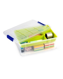 Contenedor plastico plasticforte 9 litros n 31 transparente con tapa y bandeja 260x370x140 mm