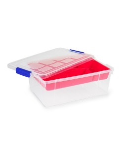 Contenedor plastico plasticforte 9 litros n 31 transparente con tapa y bandeja 260x370x140 mm