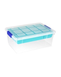 Contenedor plastico plasticforte 9 litros n 31 transparente con tapa y bandeja 260x370x140 mm
