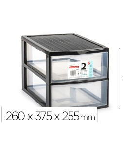 Cajonera plastiforte ebro 2 cajones color negro 260x375x255 mm
