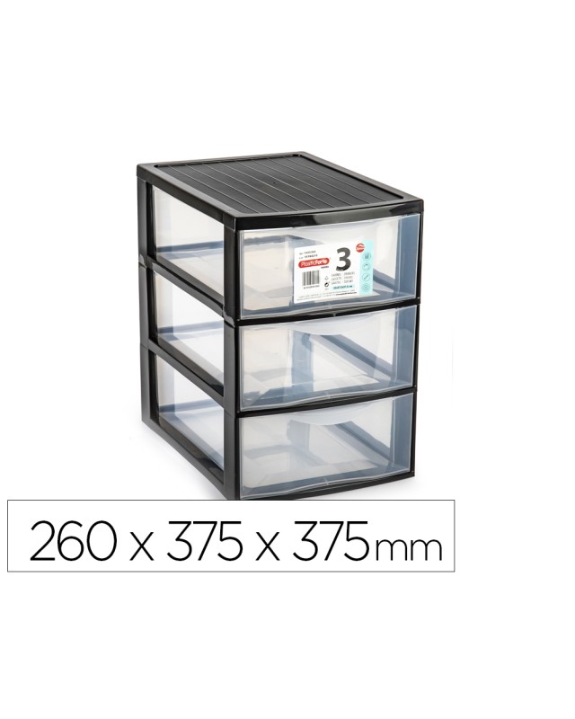 Cajonera plastiforte ebro 3 cajones color negro 260x375x375 mm