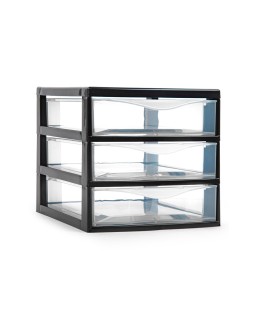 Cajonera plastiforte tajo 3 cajones color negro 180x230x170 mm