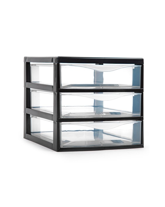 Cajonera plastiforte tajo 3 cajones color negro 180x230x170 mm