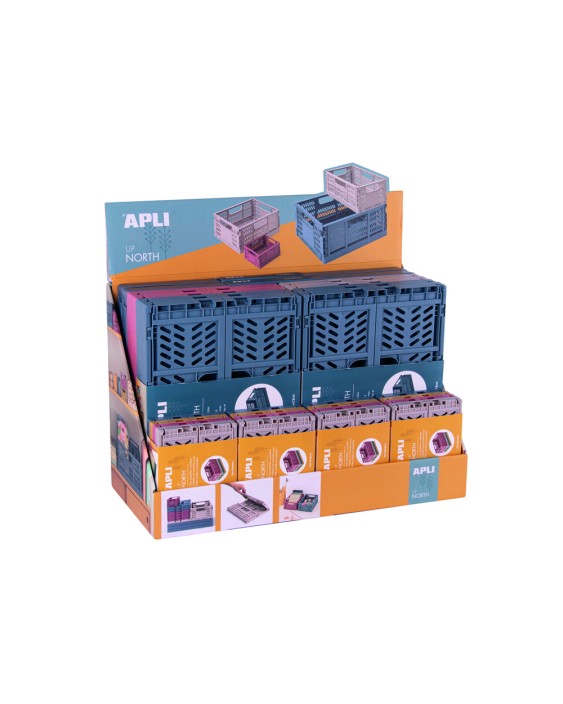 Caja almacenamiento apli plegable up north expositor de 26 unidades tamaños y colores surtidos