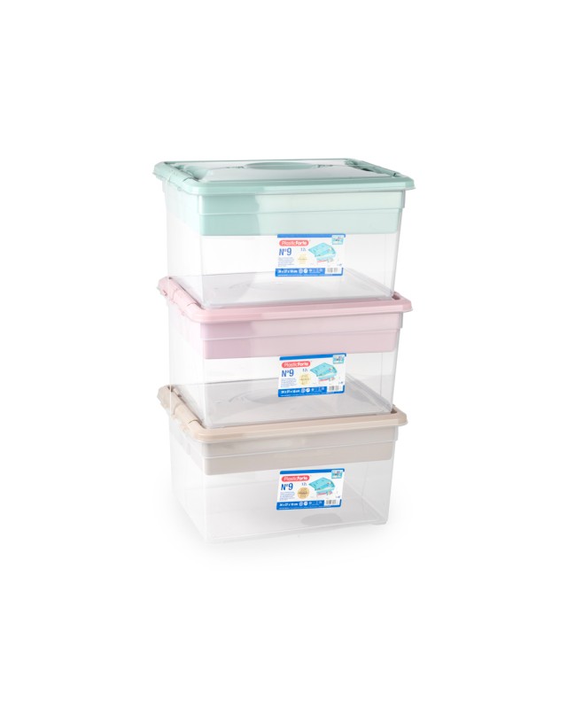 Caja organizadora plastico plasticforte n 9 con bandeja colores surtidos 27x34x18 cm