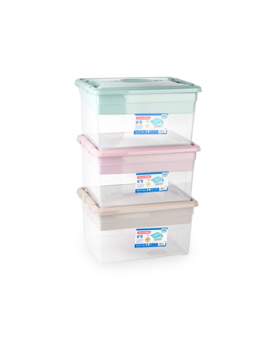 Caja organizadora plastico plasticforte n 9 con bandeja colores surtidos 27x34x18 cm