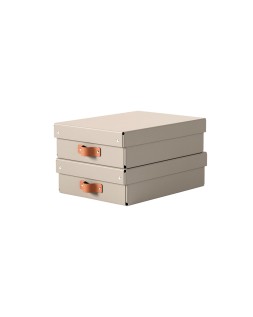Caja de almacenaje leitz carton mediana baja con asa de piel color azul pack de 2 unidades