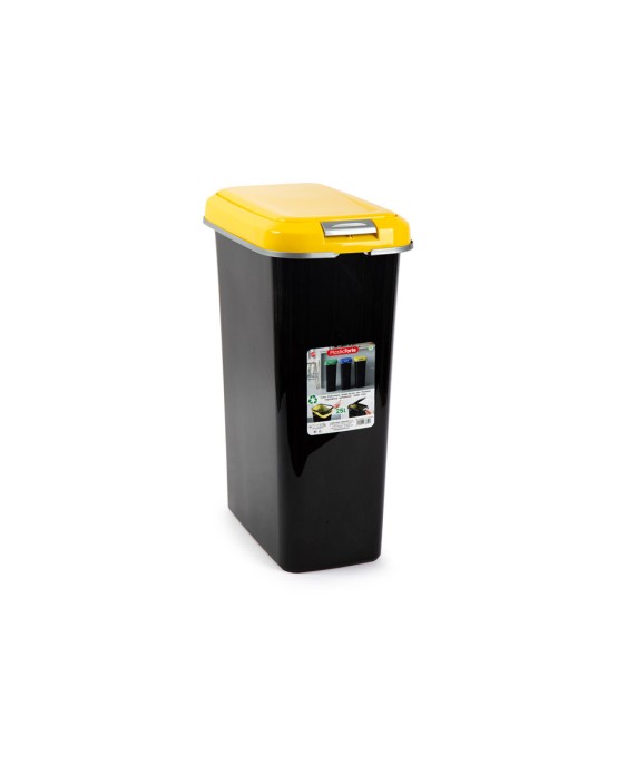 Contenedor para reciclaje plasticforte 25 l con tapa color amarillo parchis