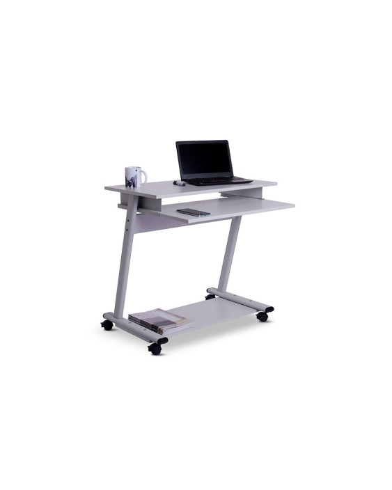 Mesa ordenador rocada rd-9100 sistema bloqueo con ruedas estructura metalica con bandeja teclado extraible