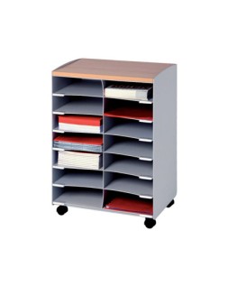 Modulo paperflow con 14 casillas y ruedas pivotantes color gris 720x514x330 mm